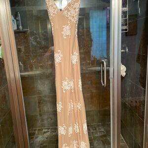 Nude backless slip dress